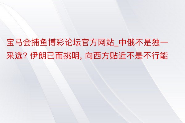 宝马会捕鱼博彩论坛官方网站_中俄不是独一采选? 伊朗已而挑明, 向西方贴近不是不行能