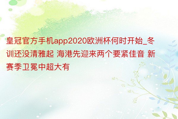 皇冠官方手机app2020欧洲杯何时开始_冬训还没清雅起 海港先迎来两个要紧佳音 新赛季卫冕中超大有